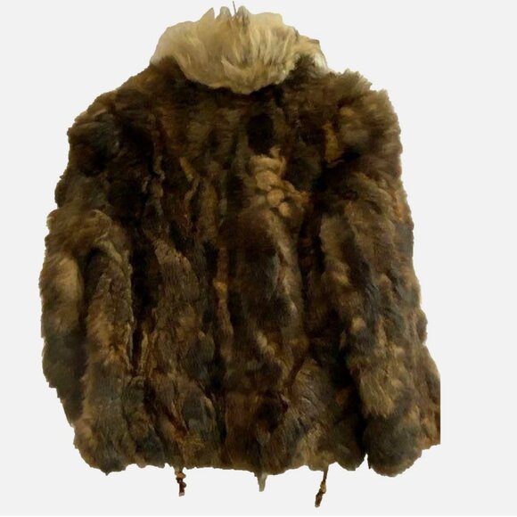 Vintage Real Fox / Coyote Fur Coat Jacket Brown Medium Women Mobwife Glam Disco - Picture 12 of 14